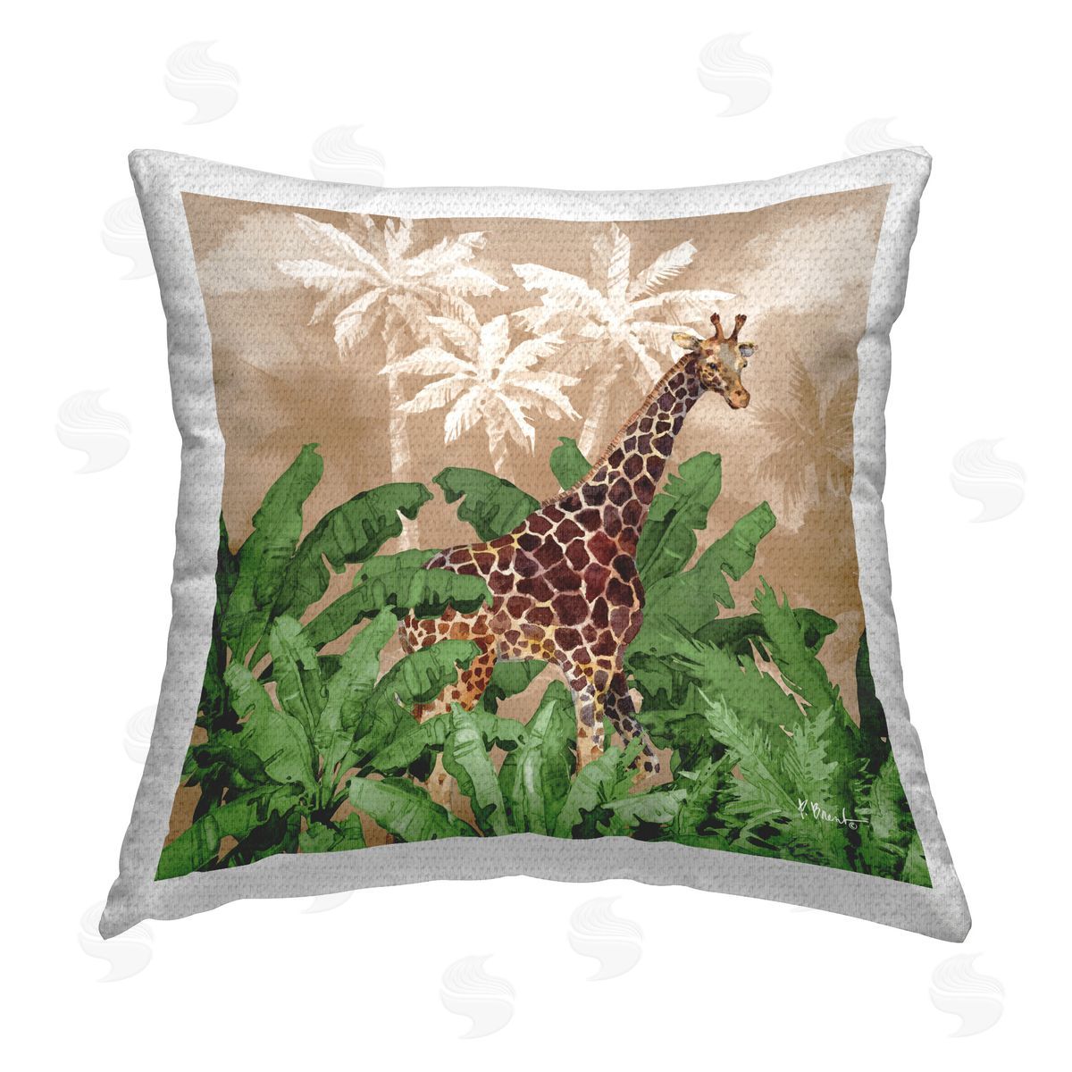 Paul Brent Jungle Life Giraffe Outdoor Quick-Dry Polyester Printed Throw Pillow