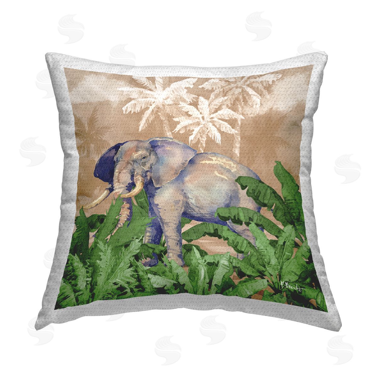 Paul Brent Jungle Life Elephant Outdoor Quick-Dry Polyester Printed Throw Pillow
