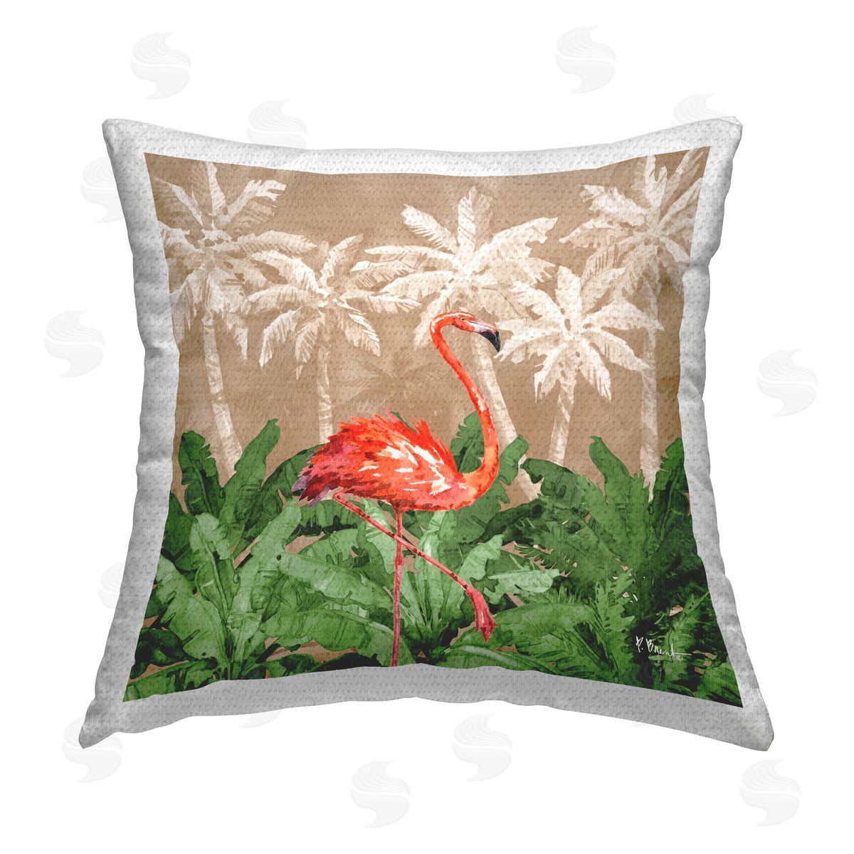 Paul Brent Jungle Life Flamingo Outdoor Quick-Dry Polyester Printed Throw Pillow