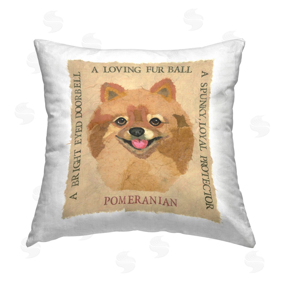 Nancy Overton Fun Pomeranian Pet Phrases Printed Plush Polyester Throw Pillow