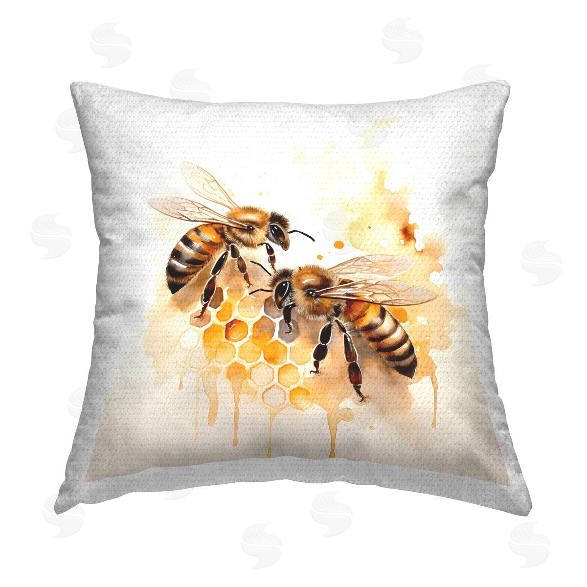 Petal Prints Design Bee Talk Pair Outdoor Quick-Dry Polyester Printed Throw Pillow