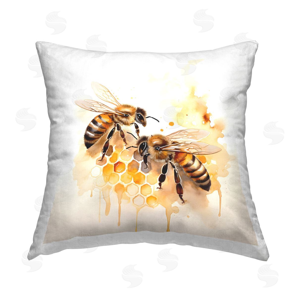 Petal Prints Design Bee Talk Pair Printed Plush Polyester Throw Pillow