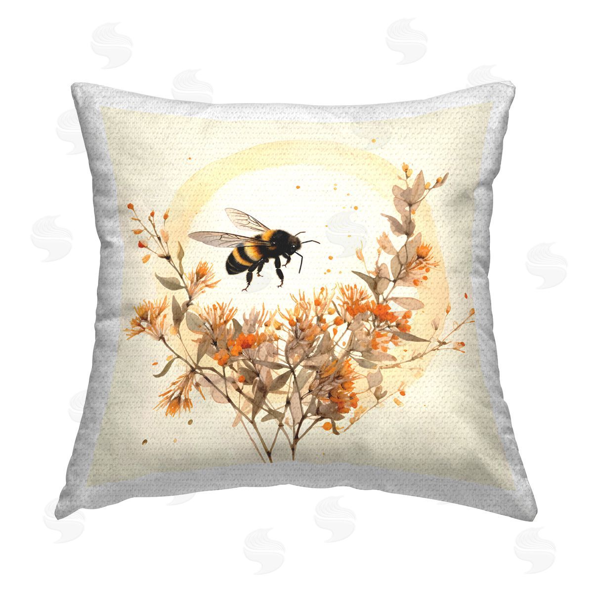 Petal Prints Design Bee Florals View Outdoor Quick-Dry Polyester Printed Throw Pillow