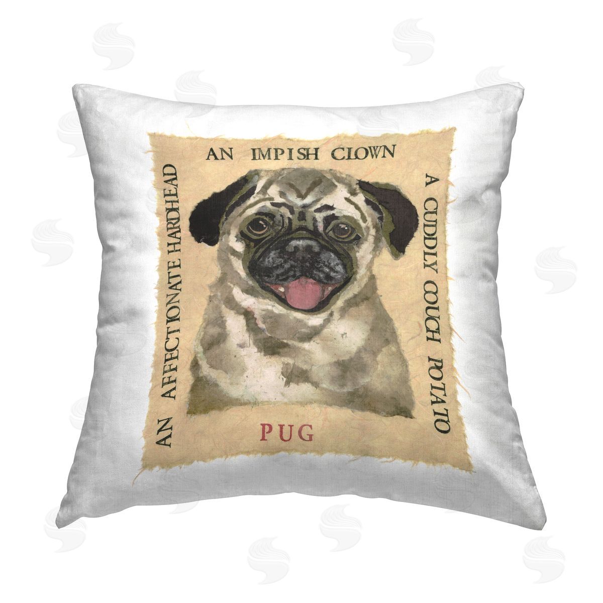 Nancy Overton Fun Pug Pet Phrases Printed Plush Polyester Throw Pillow