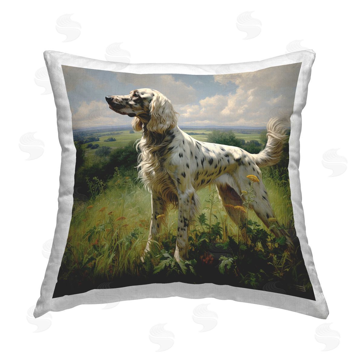 Roozbeh Bahramali Dalmatian Dog in Countryside Printed Plush Polyester Throw Pillow
