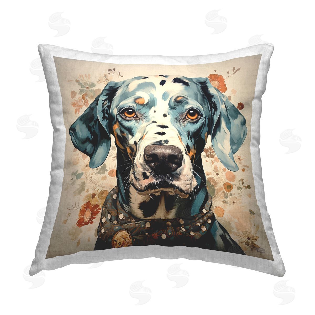 Roozbeh Bahramali Dog Portrait with Paint Splatter Printed Plush Polyester Throw Pillow