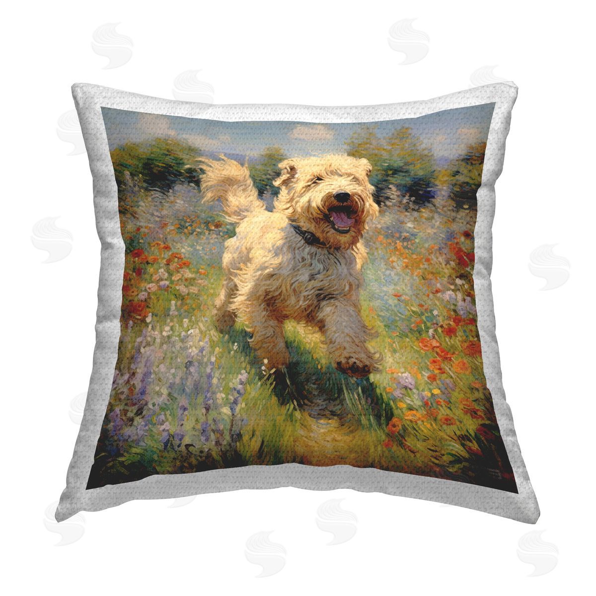 Roozbeh Bahramali Happy Running Terrier Dog Outdoor Quick-Dry Polyester Printed Throw Pillow