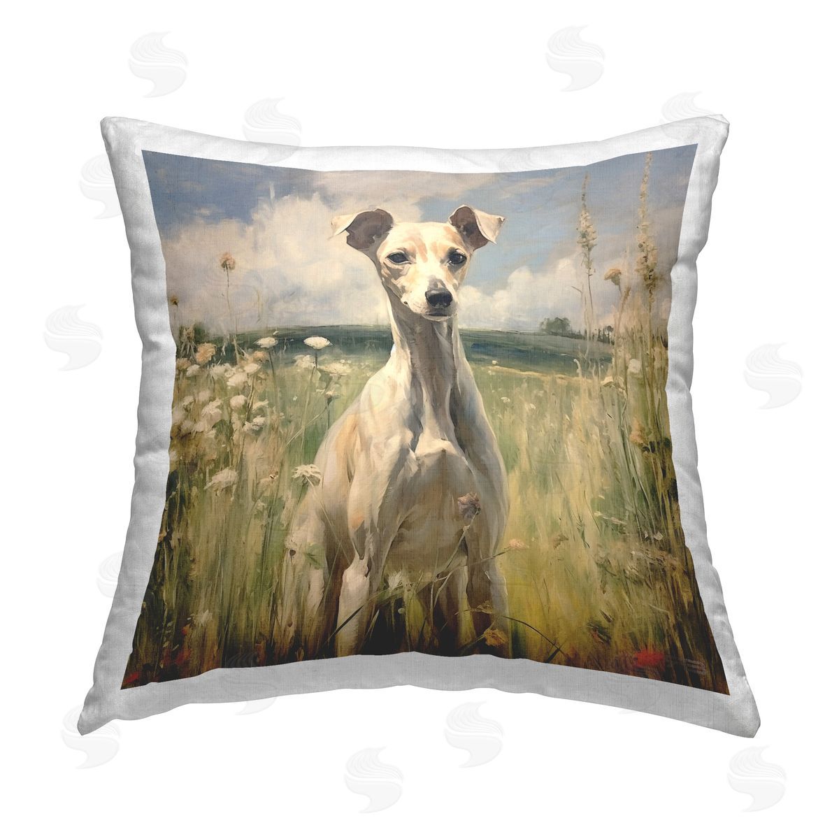 Roozbeh Bahramali Greyhound Dog Landscape Printed Plush Polyester Throw Pillow