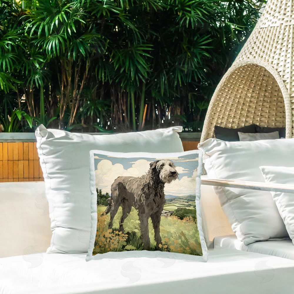Roozbeh Bahramali Countryside Landscape Dog Outdoor Quick-Dry Polyester Printed Throw Pillow in Back Yard