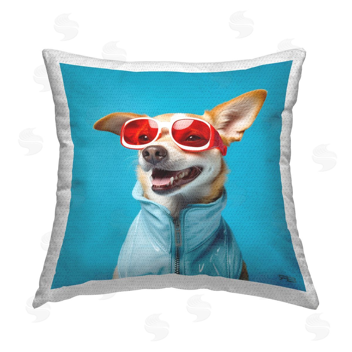 Roozbeh Bahramali Stylish Dog on Blue Outdoor Quick-Dry Polyester Printed Throw Pillow
