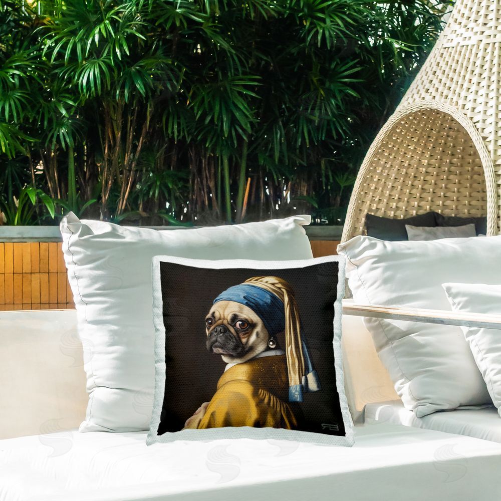 Roozbeh Bahramali Pearl Earring Classic Dog Outdoor Quick-Dry Polyester Printed Throw Pillow in Back Yard