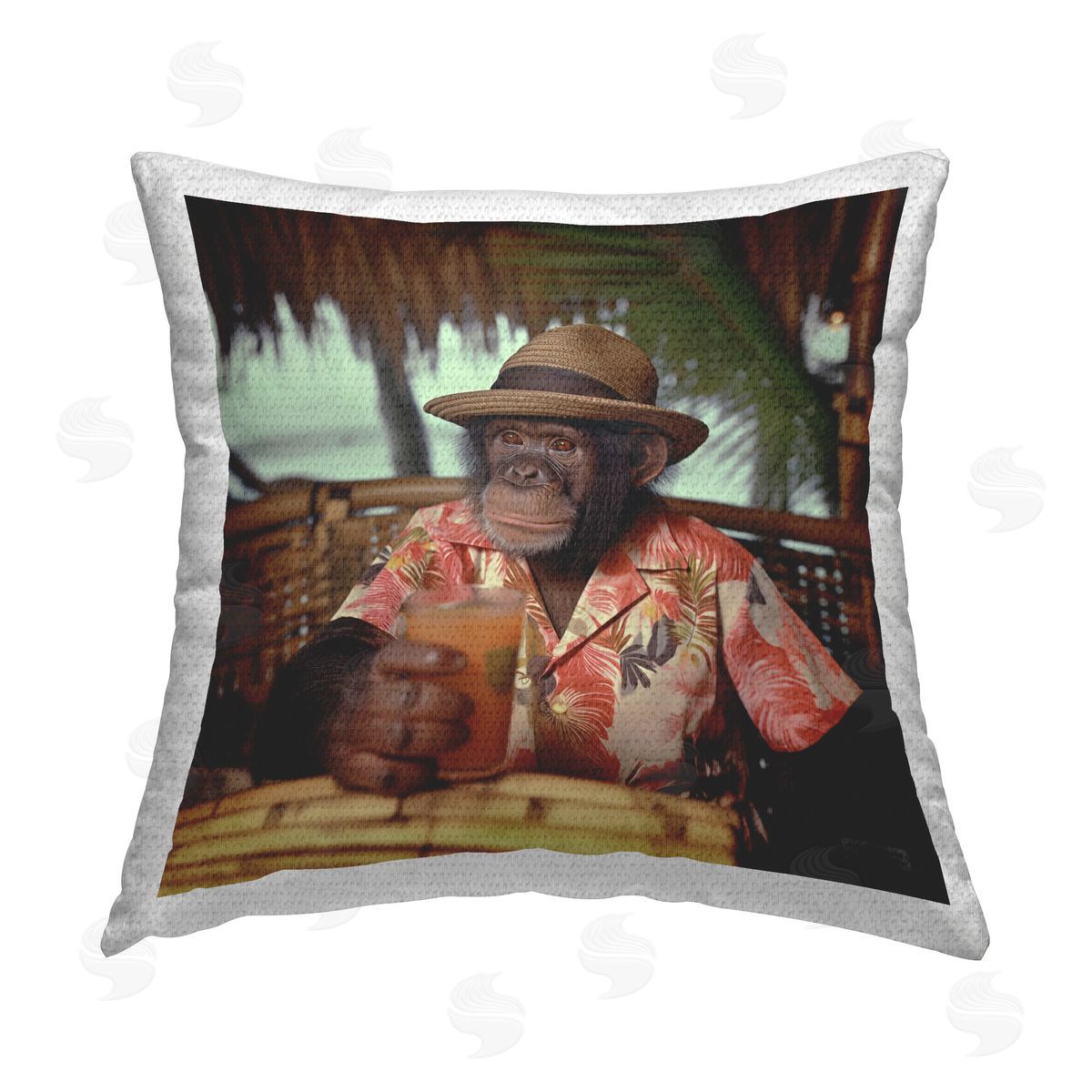 Roozbeh Bahramali Tropical Vacation Monkey Outdoor Quick-Dry Polyester Printed Throw Pillow