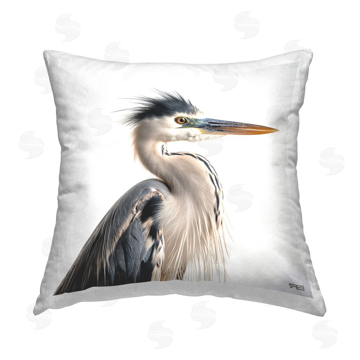 Roozbeh Bahramali Stoic Heron Looking Right Printed Plush Polyester Throw Pillow