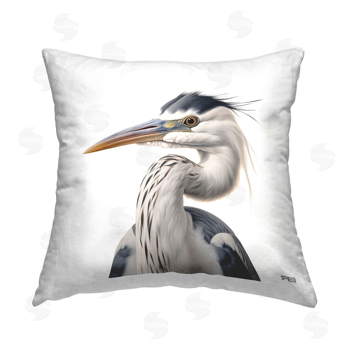 Roozbeh Bahramali Stoic Heron Looking Left Printed Plush Polyester Throw Pillow