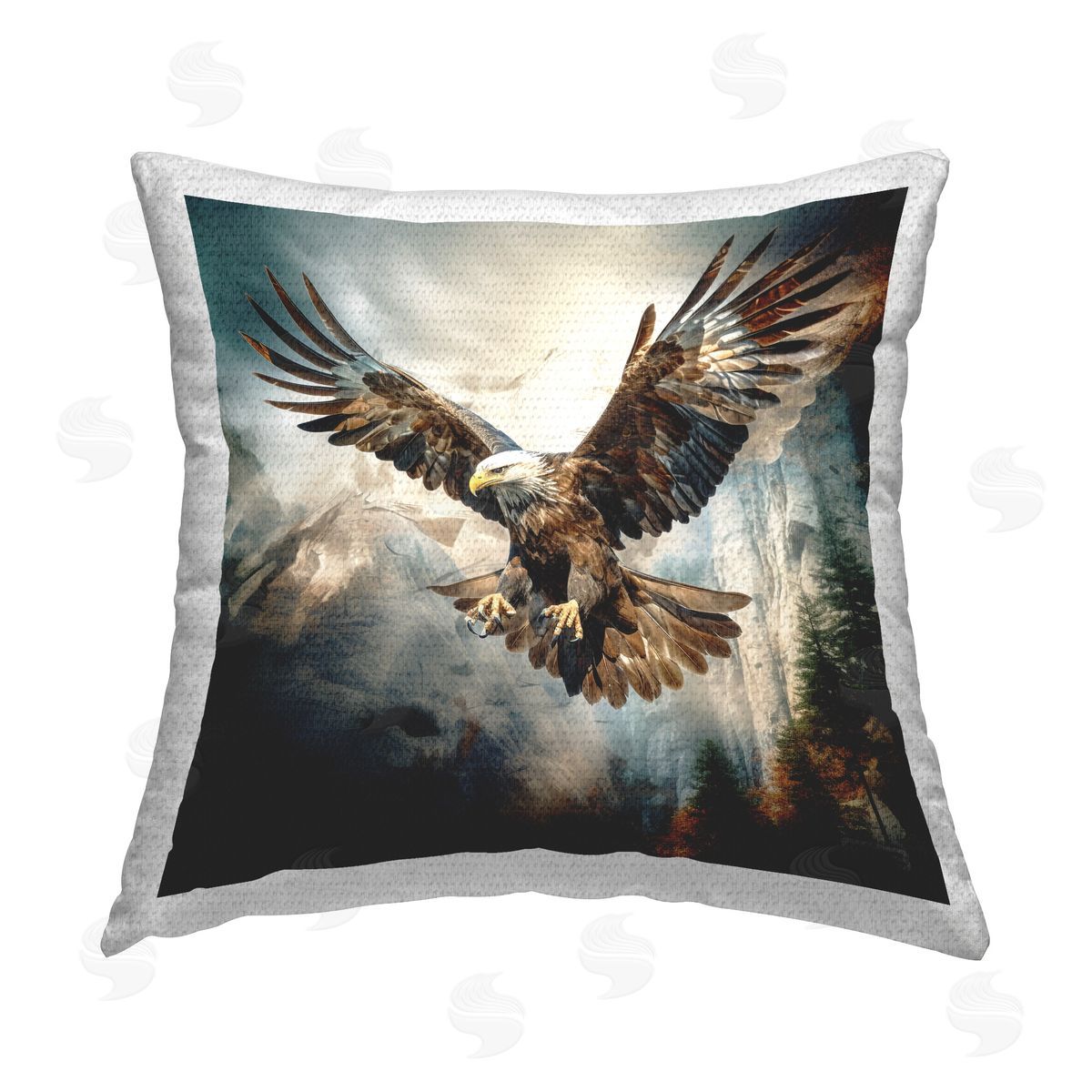 Roozbeh Bahramali Intense Eagle Spreading Wings Outdoor Quick-Dry Polyester Printed Throw Pillow