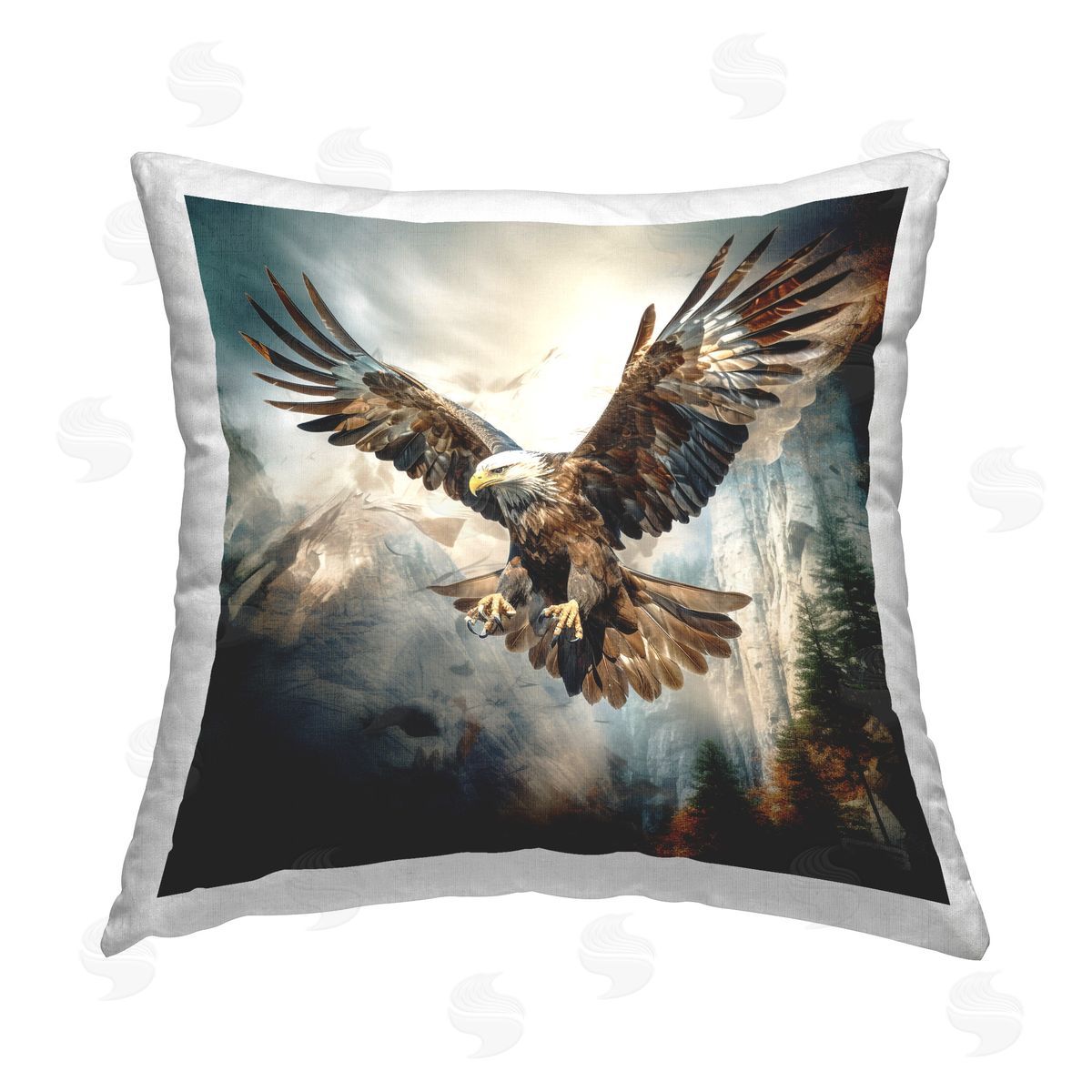 Roozbeh Bahramali Intense Eagle Spreading Wings Printed Plush Polyester Throw Pillow