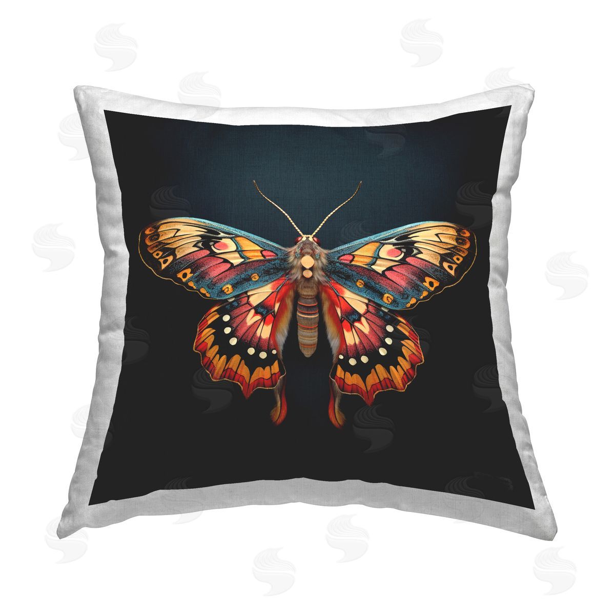 Roozbeh Bahramali Vivid Patterned Moth Printed Plush Polyester Throw Pillow