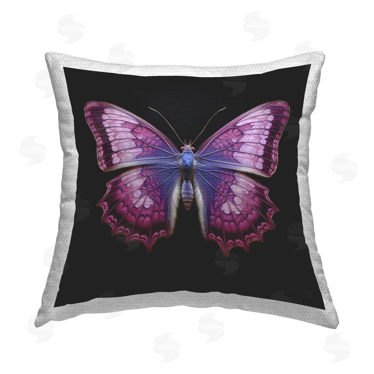 Roozbeh Bahramali Vivid Purple Butterfly Outdoor Quick-Dry Polyester Printed Throw Pillow