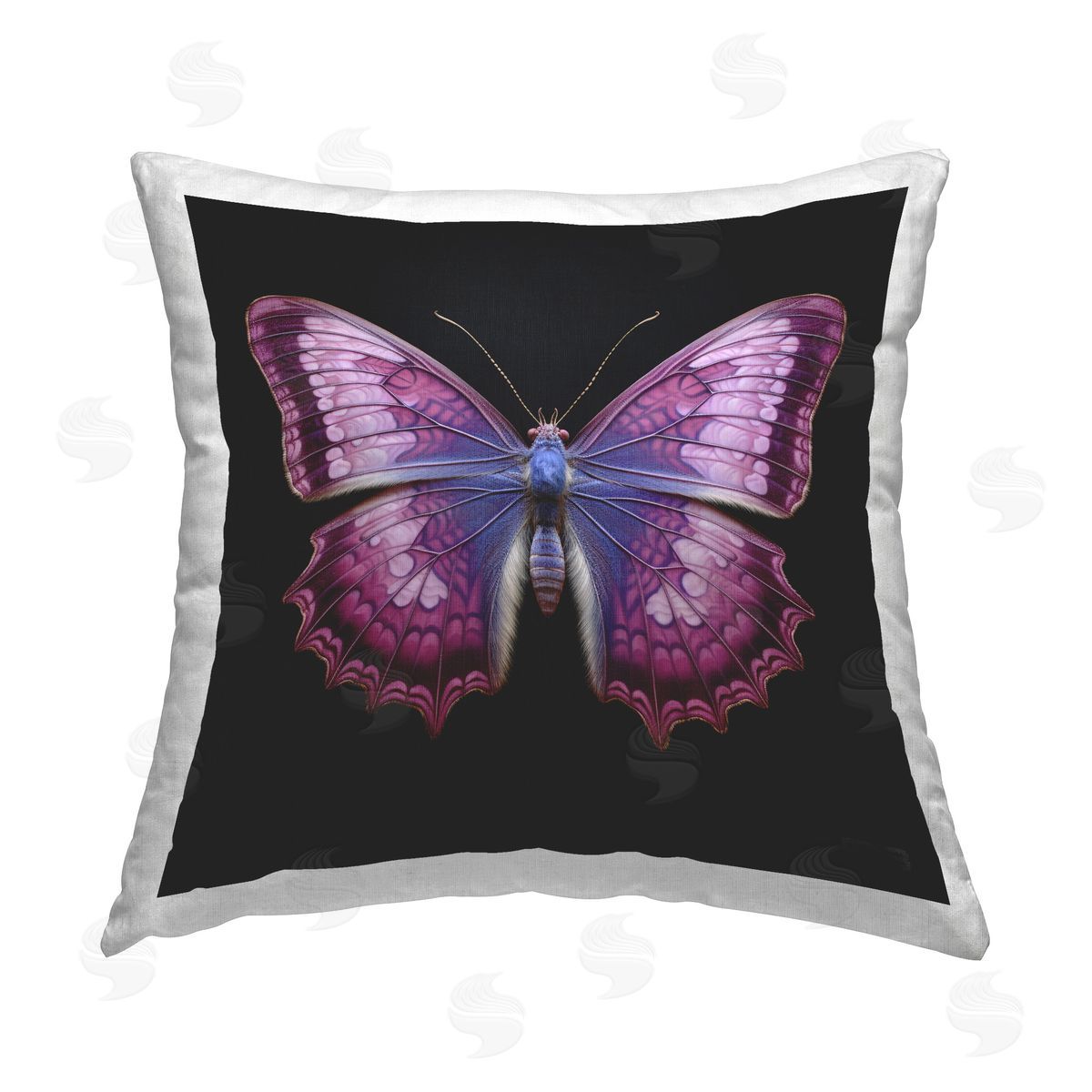 Roozbeh Bahramali Vivid Purple Butterfly Printed Plush Polyester Throw Pillow