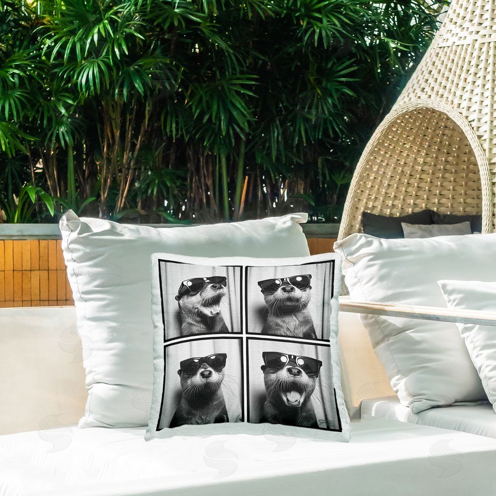 Roozbeh Bahramali Fun Sunglasses Otter Outdoor Quick-Dry Polyester Printed Throw Pillow in Back Yard
