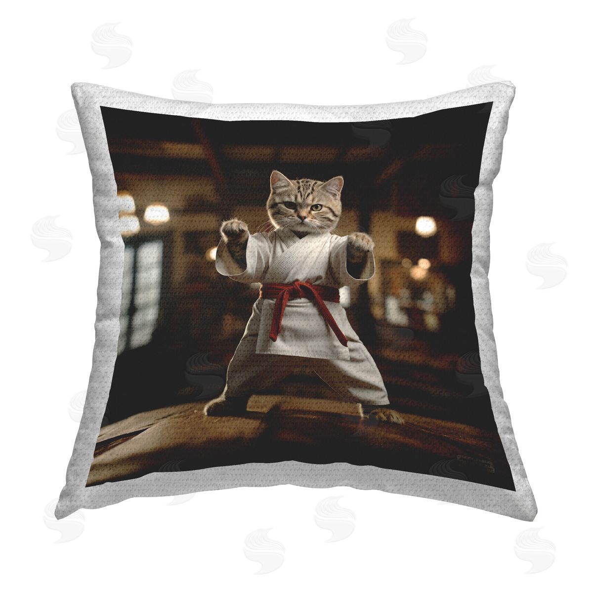 Roozbeh Bahramali Martial Arts Cat Outdoor Quick-Dry Polyester Printed Throw Pillow