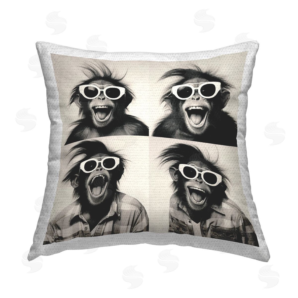 Roozbeh Bahramali Fun Sunglasses Monkey Outdoor Quick-Dry Polyester Printed Throw Pillow