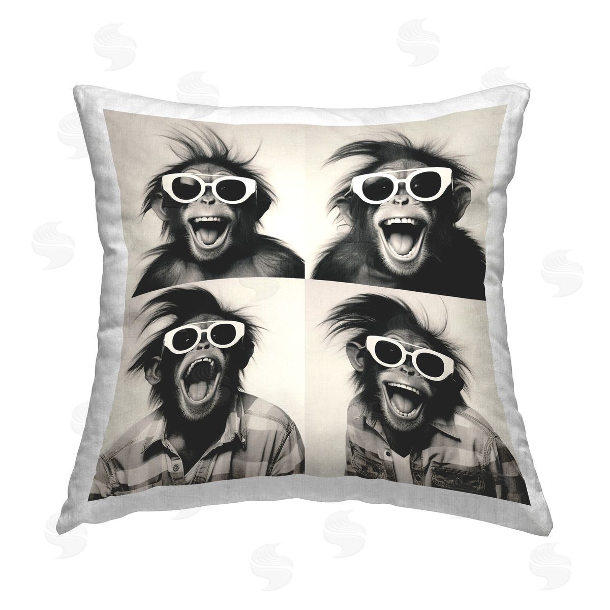 Roozbeh Bahramali Fun Sunglasses Monkey Printed Plush Polyester Throw Pillow