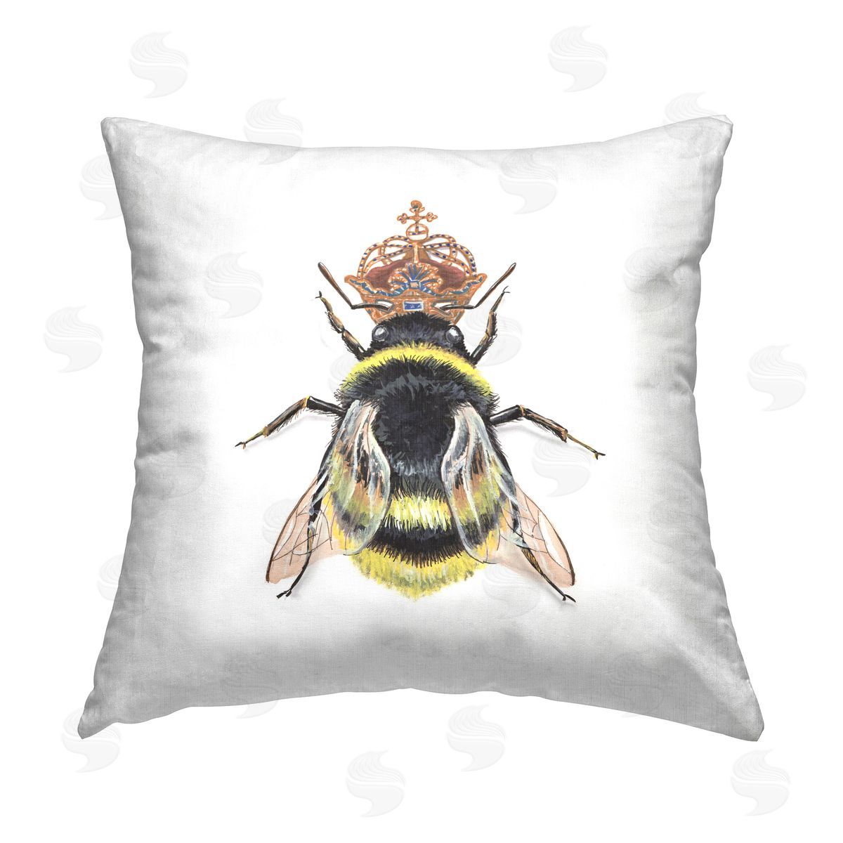 Connie Resch Queen Bee with Crown Printed Plush Polyester Throw Pillow