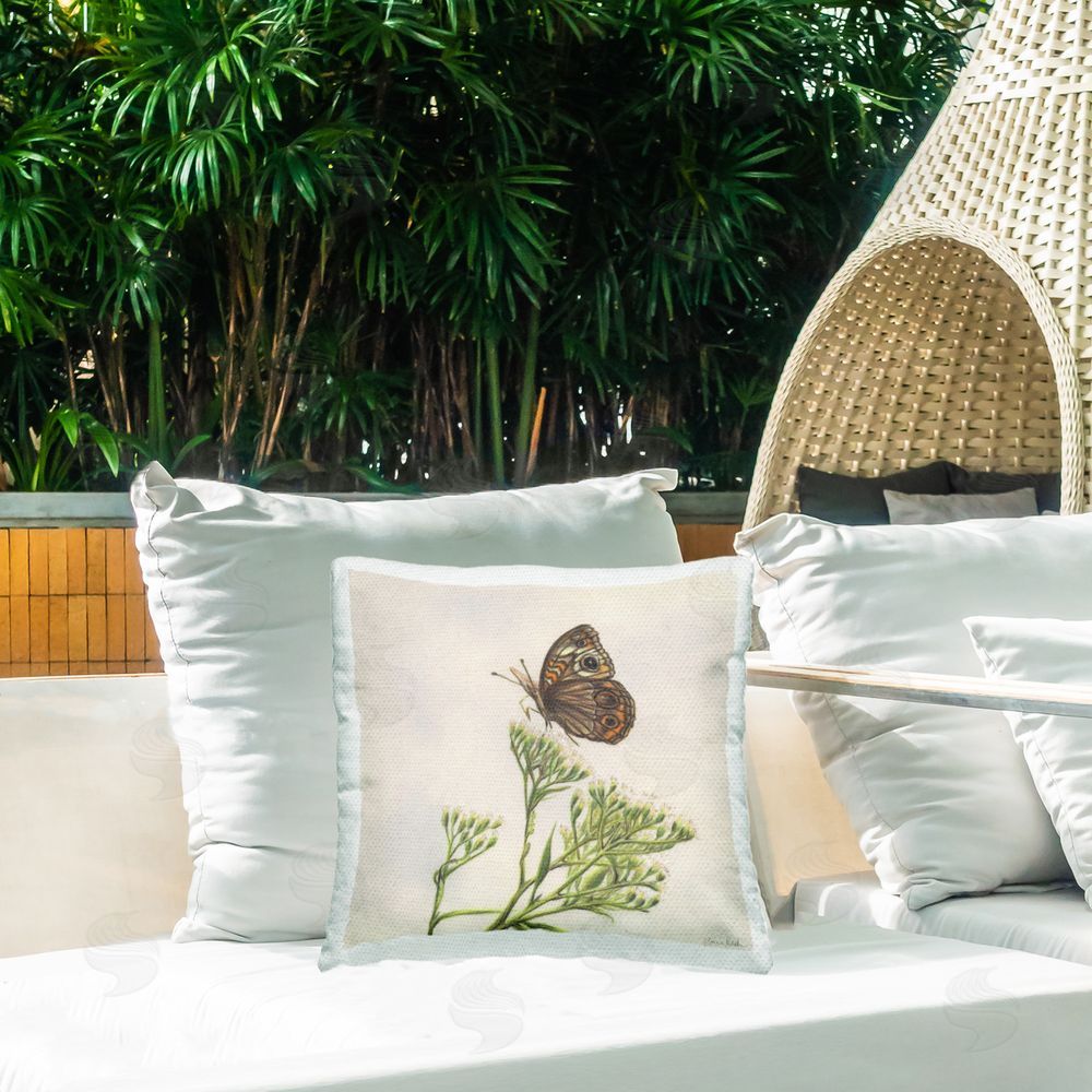 Connie Resch Spring Offerings Butterfly Outdoor Quick-Dry Polyester Printed Throw Pillow in Back Yard