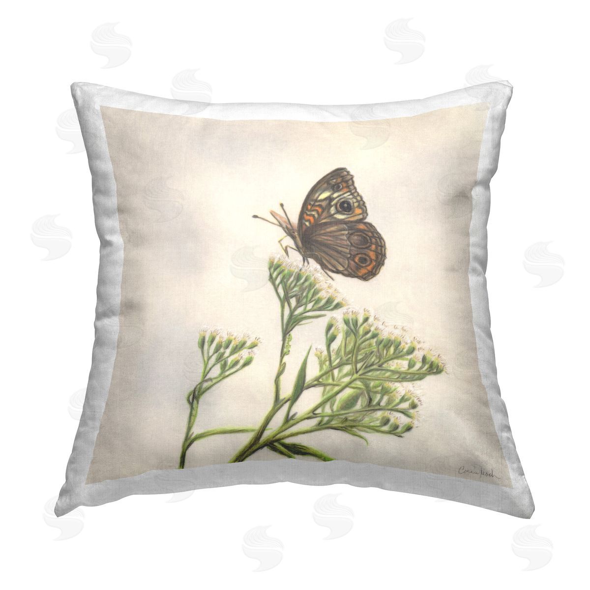 Connie Resch Spring Offerings Butterfly Printed Plush Polyester Throw Pillow