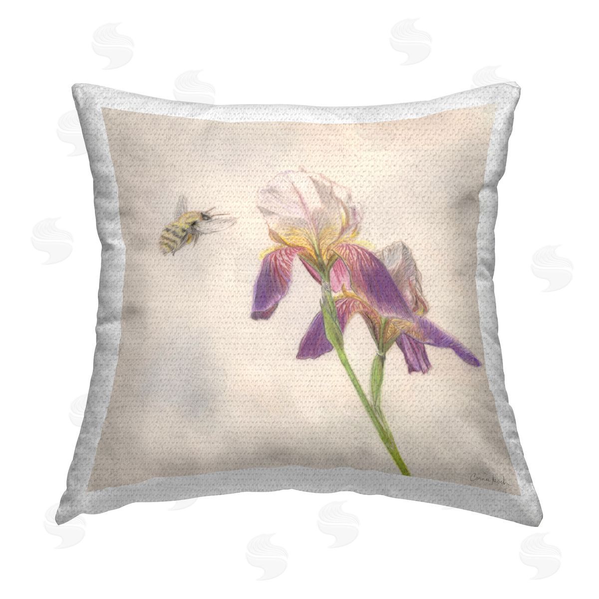 Connie Resch Spring Offerings Bee Outdoor Quick-Dry Polyester Printed Throw Pillow