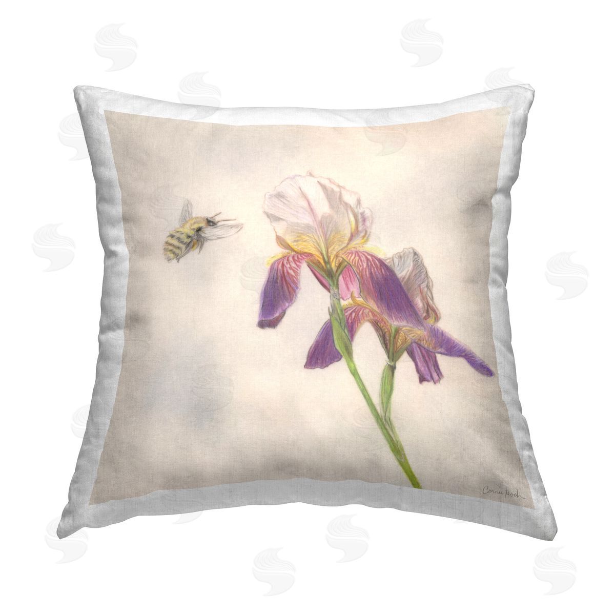Connie Resch Spring Offerings Bee Printed Plush Polyester Throw Pillow