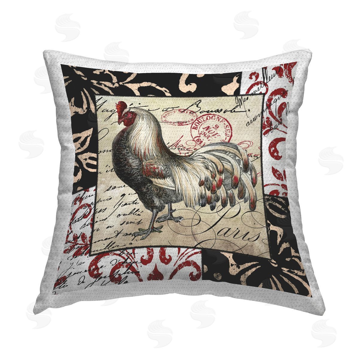 Sasha Hen with Vintage Cursive Outdoor Quick-Dry Polyester Printed Throw Pillow