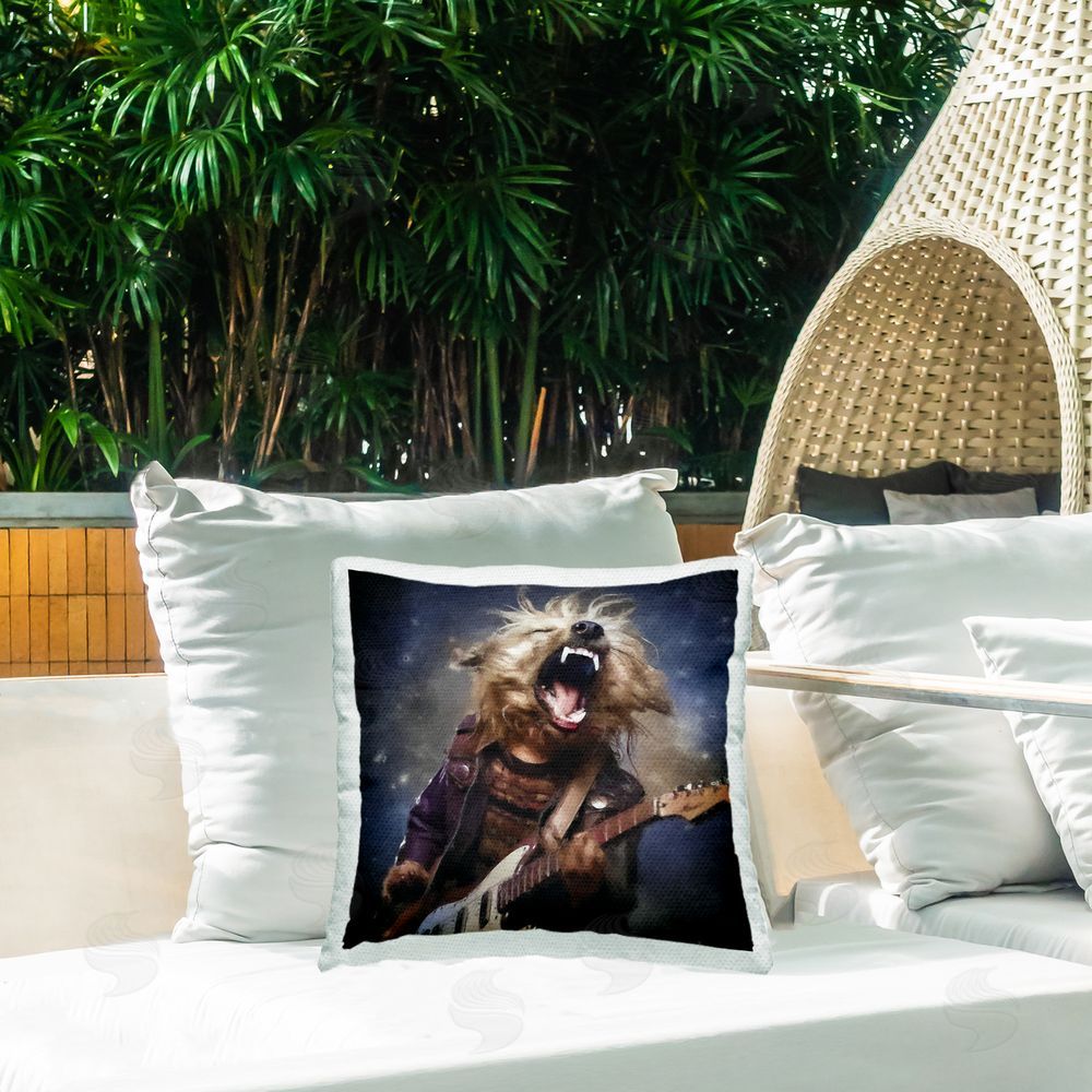 Sean Parnell Fun Musician Terrier Outdoor Quick-Dry Polyester Printed Throw Pillow in Back Yard