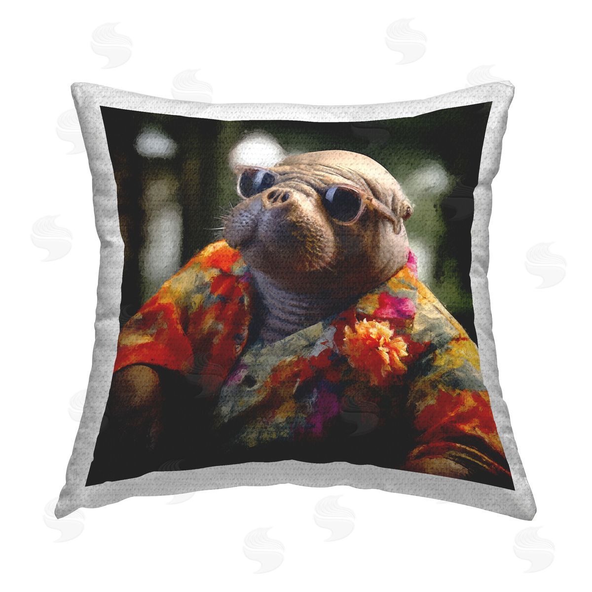 Sean Parnell Manatee with Aloha Shirt Outdoor Quick-Dry Polyester Printed Throw Pillow