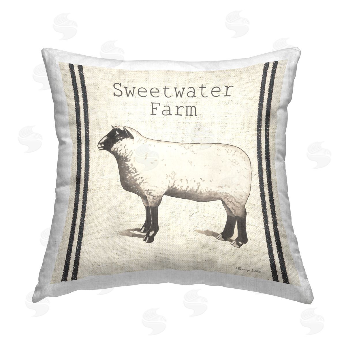 Gwendolyn Babbit Vintage Farm Sheep Printed Plush Polyester Throw Pillow