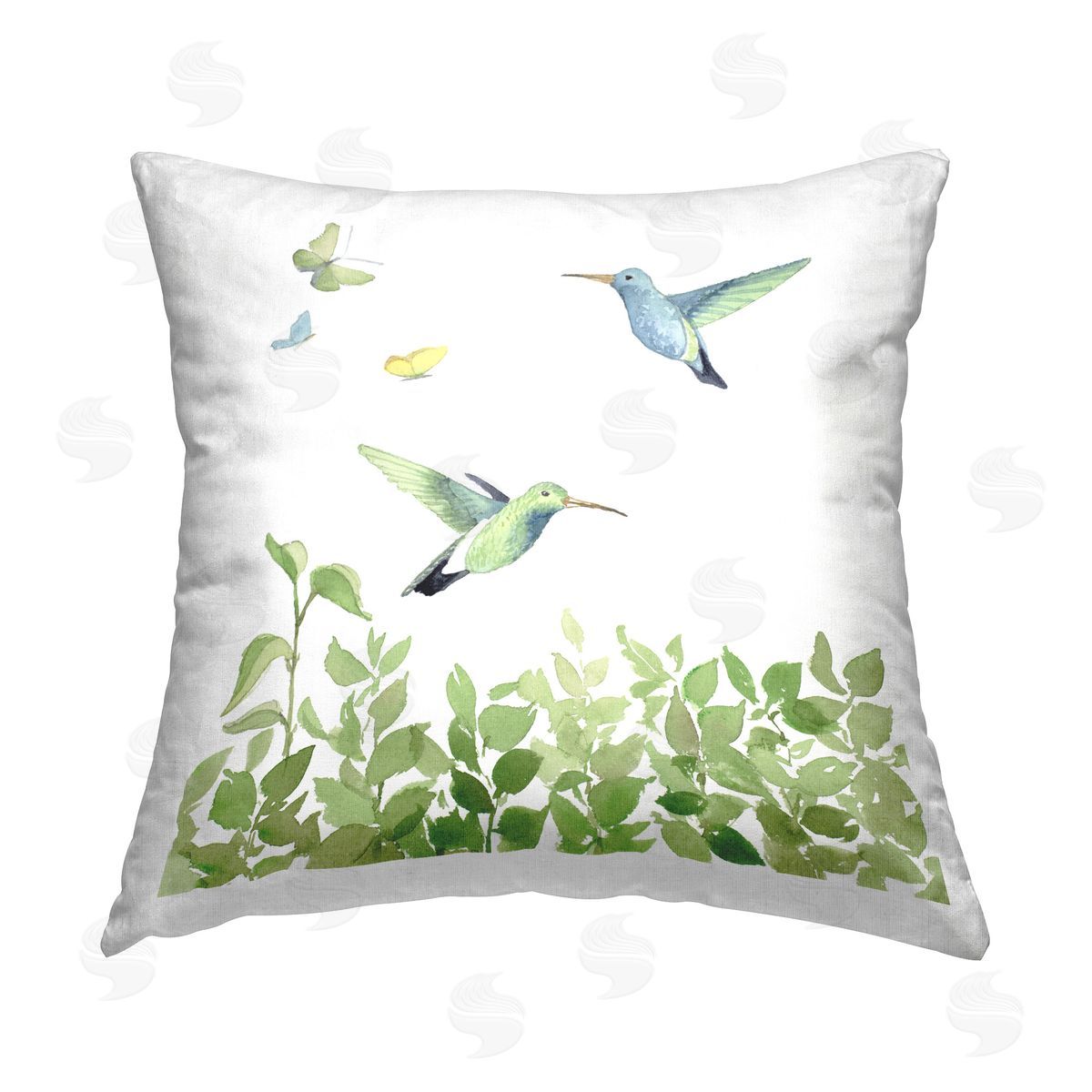 Lanie Loreth Spring Hummingbirds Scene Printed Plush Polyester Throw Pillow