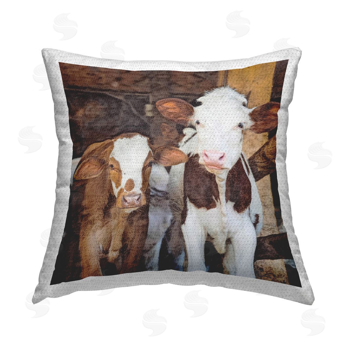 SunDance Group LLC Baby Cows on Farm Outdoor Quick-Dry Polyester Printed Throw Pillow