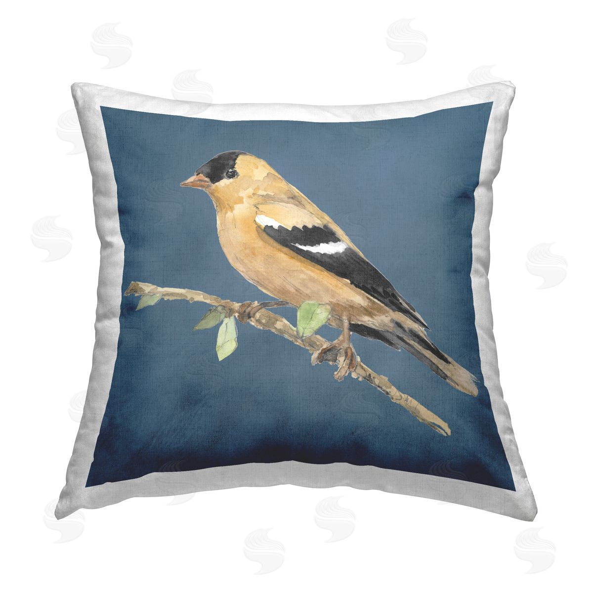 Lanie Loreth Traditional Yellow Bird Printed Plush Polyester Throw Pillow