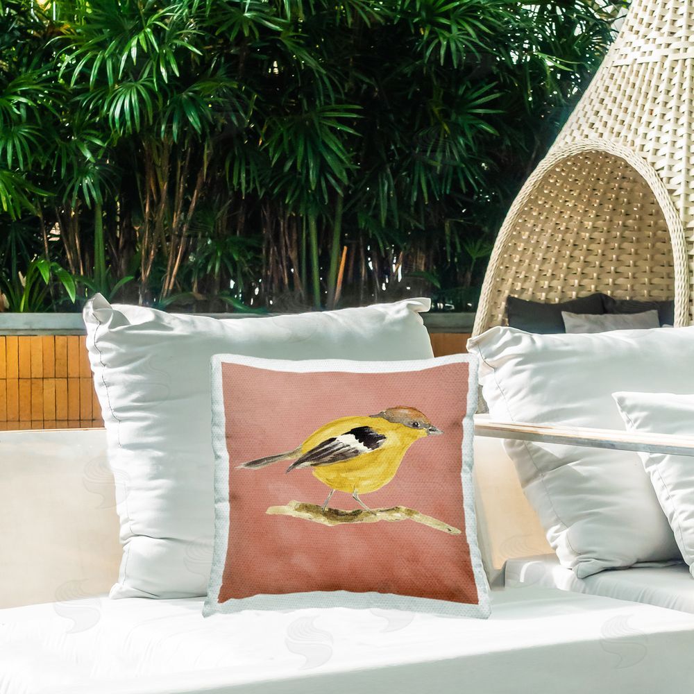 Lanie Loreth Traditional Wren Bird Outdoor Quick-Dry Polyester Printed Throw Pillow in Back Yard