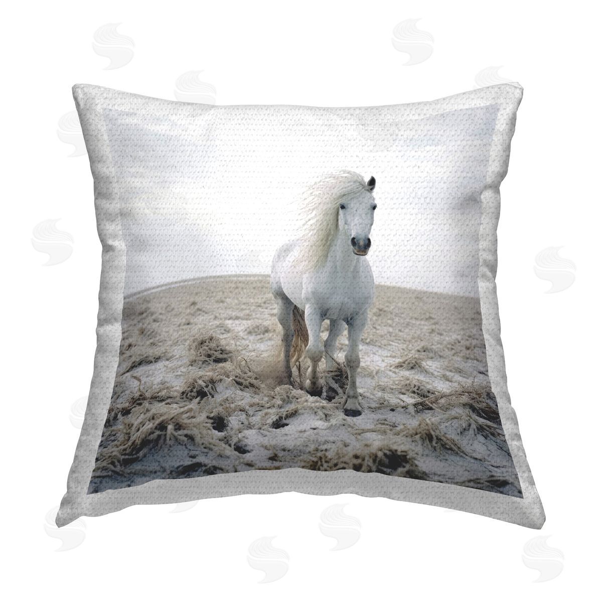 Ray Powers Windswept Beach Horse Outdoor Quick-Dry Polyester Printed Throw Pillow
