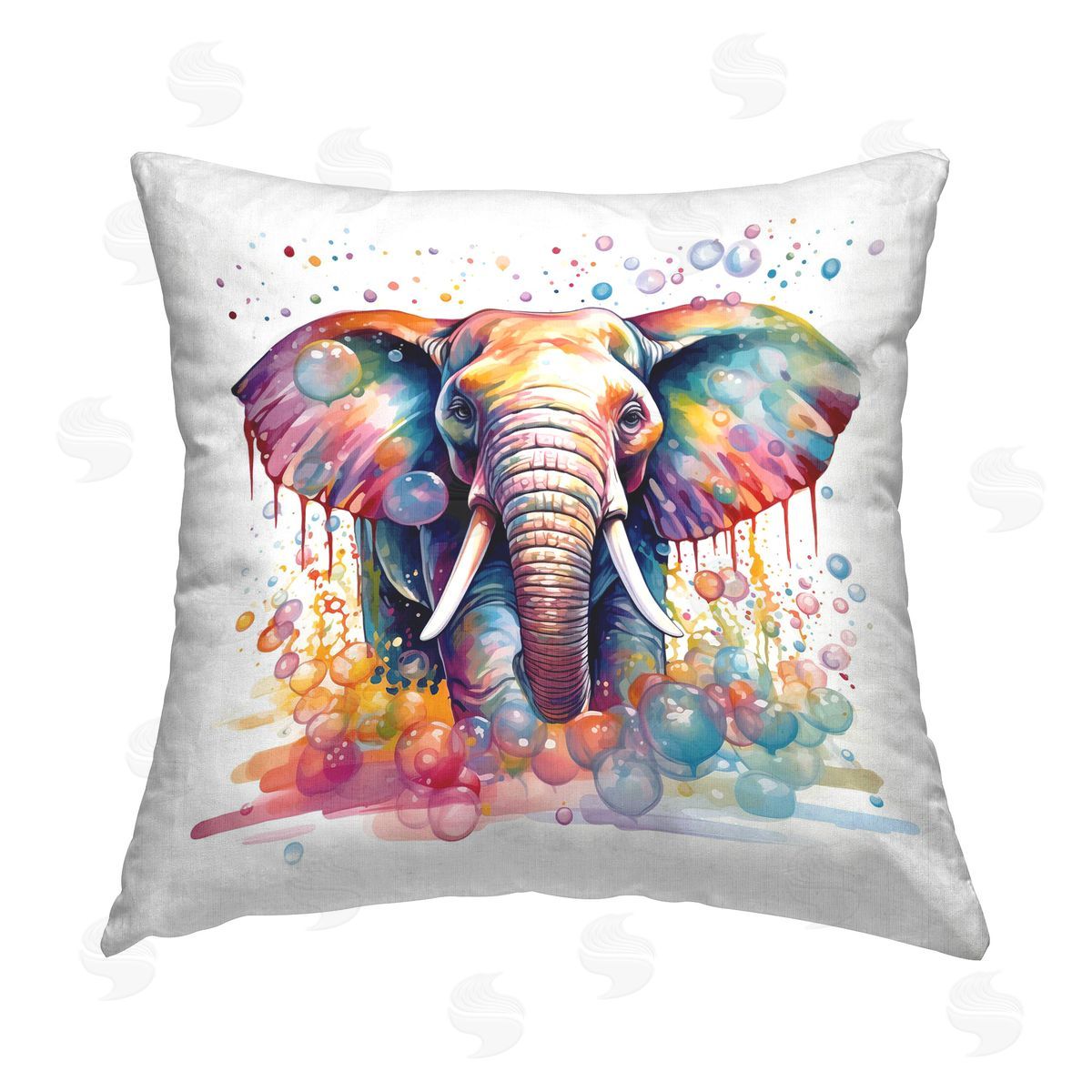 MB Cunningham Bubble Pattern Elephant Printed Plush Polyester Throw Pillow