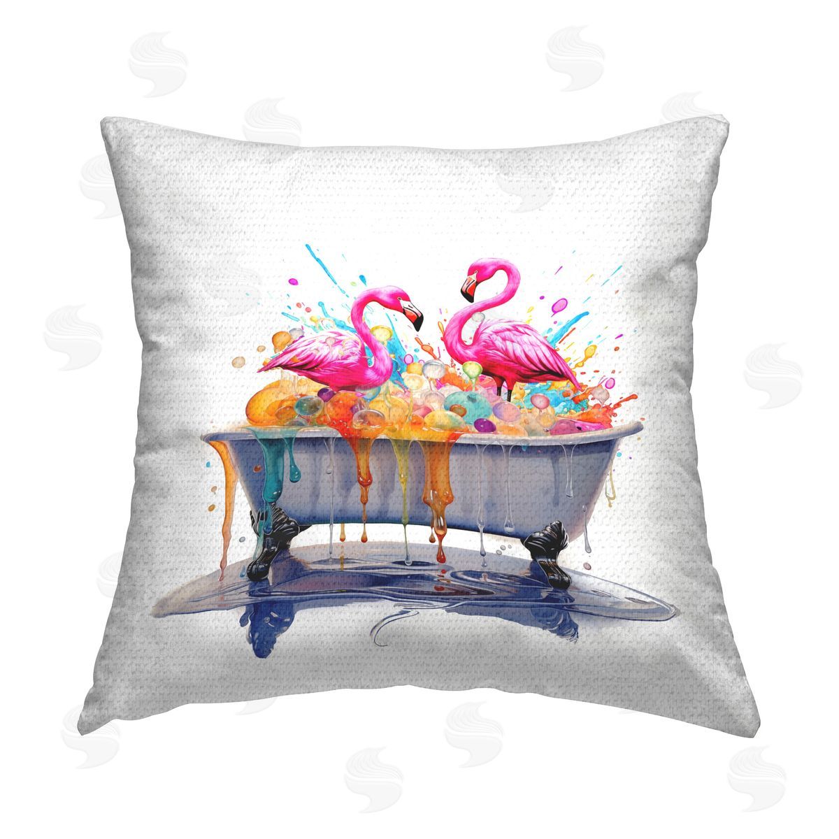 MB Cunningham Flamingo Bubble Bath Outdoor Quick-Dry Polyester Printed Throw Pillow