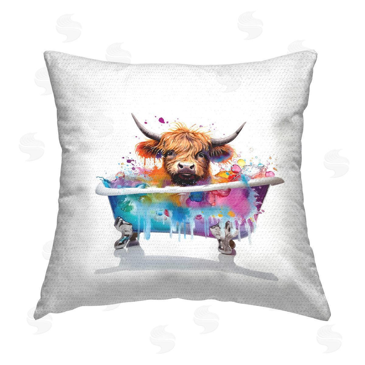 MB Cunningham Vivid Bath Time Cattle Outdoor Quick-Dry Polyester Printed Throw Pillow