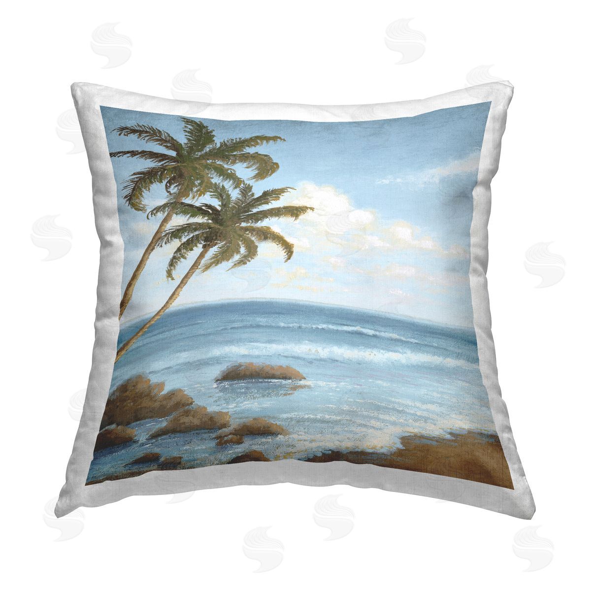 Michael Marcon Palm Trees Looming Beach Printed Plush Polyester Throw Pillow