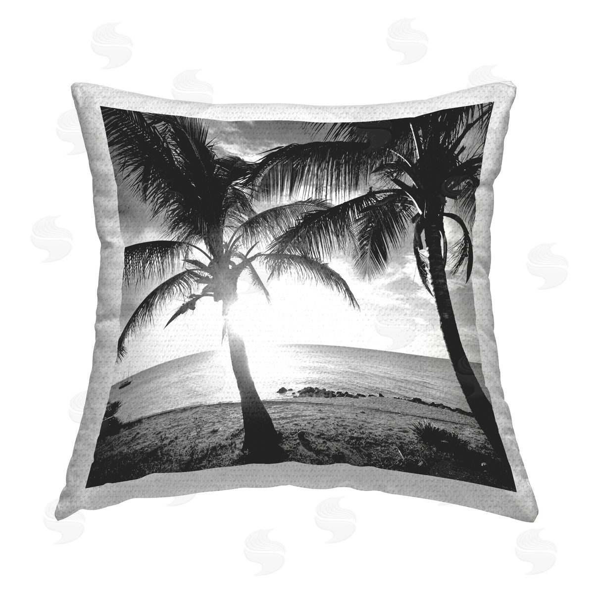 Susan Bryant Sunlit Palm Silhouettes Outdoor Quick-Dry Polyester Printed Throw Pillow