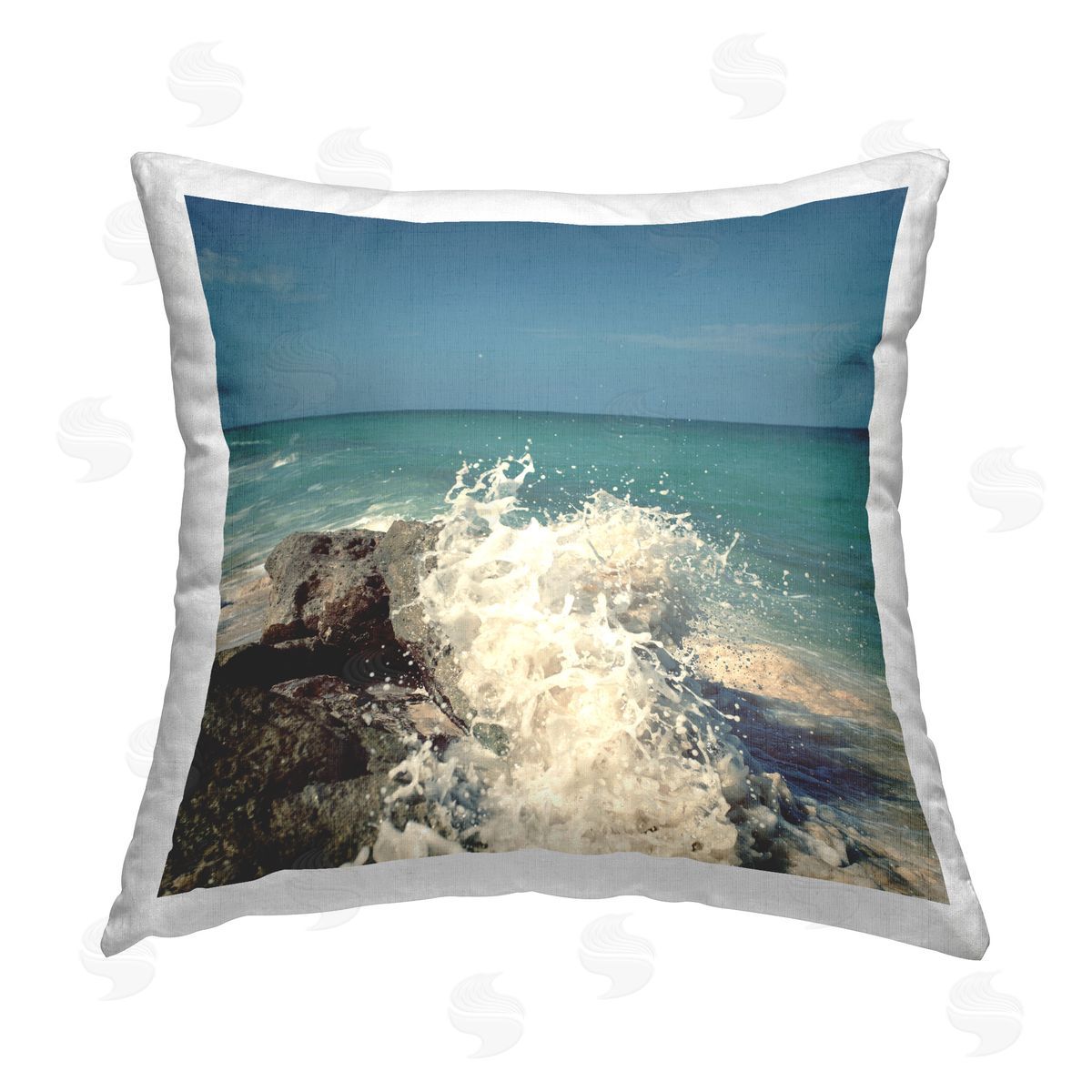 Susan Bryant Splashing Beach Spray Printed Plush Polyester Throw Pillow