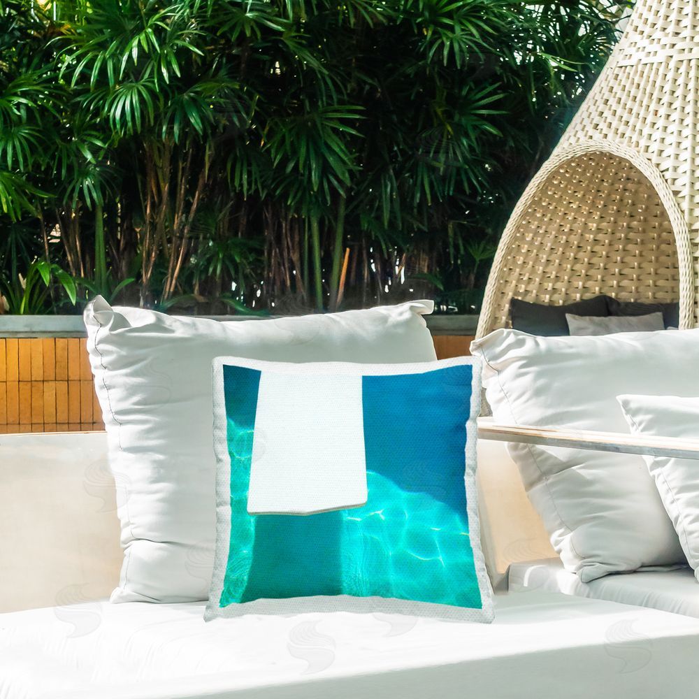 Lisa Hill Saghini Pool Diving Board Outdoor Quick-Dry Polyester Printed Throw Pillow in Back Yard
