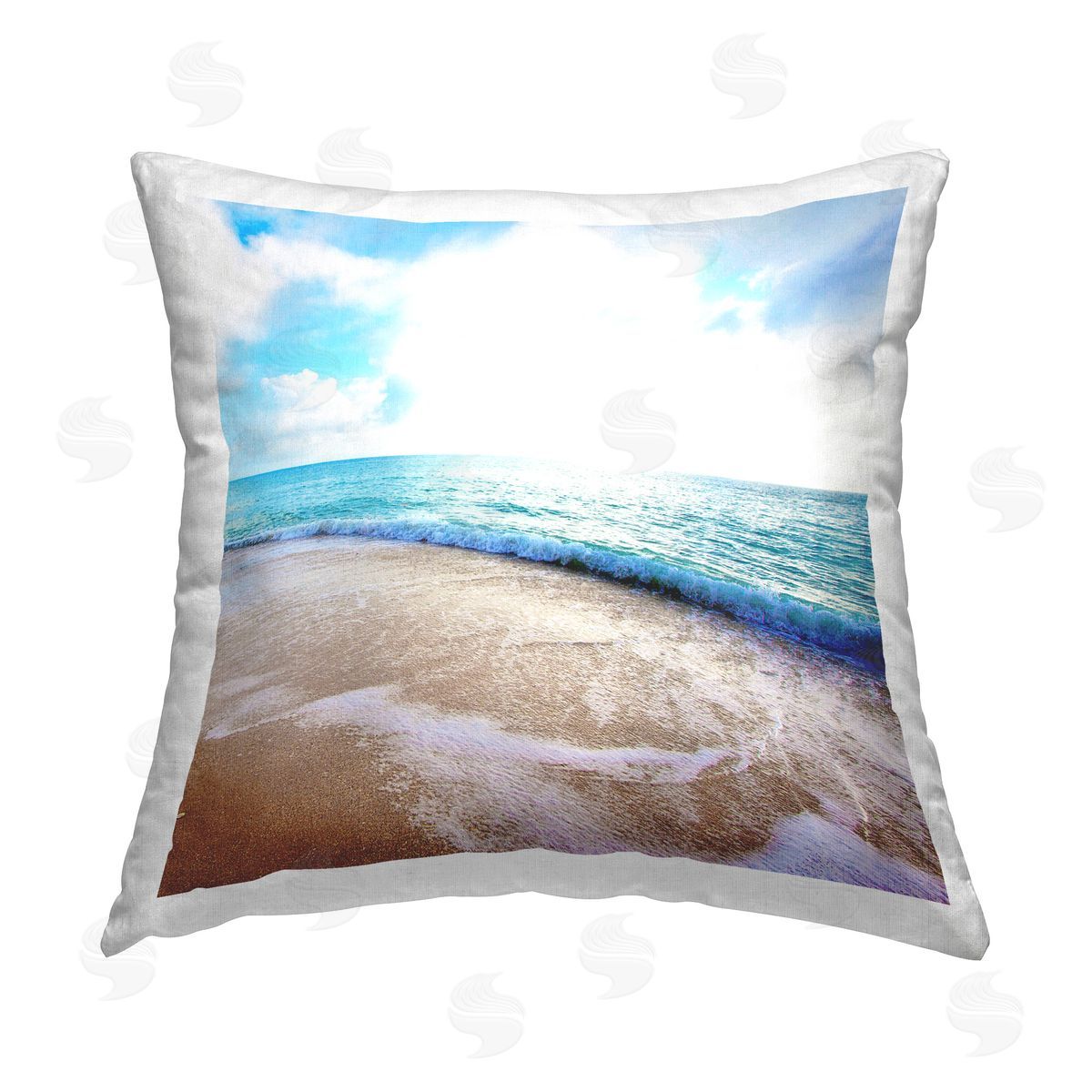 Susan Bryant Billowing Beach Wave Printed Plush Polyester Throw Pillow