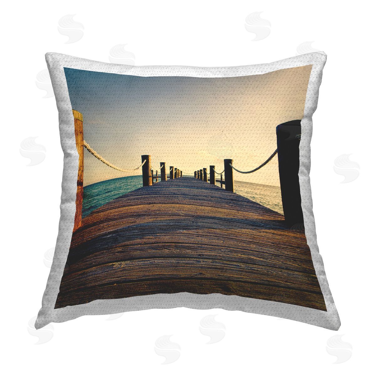 Susan Bryant Coastal Beach Dock Outdoor Quick-Dry Polyester Printed Throw Pillow